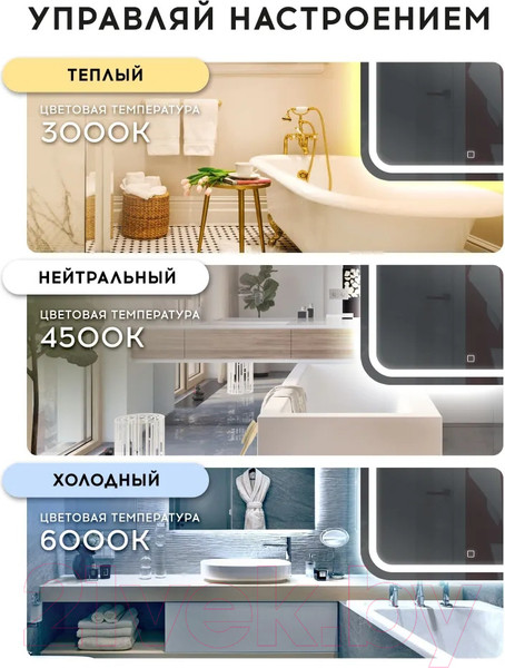 Изображение товара Зеркало Doratiz Марта 55x80 / 2711.942 (сенсорный выключатель,теплый/холодный свет)