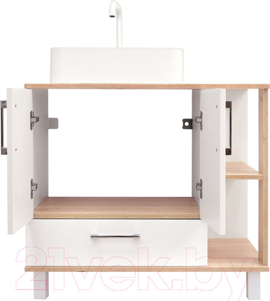 Изображение товара Тумба под умывальник Doratiz Гавайи 80 / 9908.184 (белый/дуб сонома)