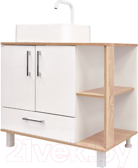 Изображение товара Тумба под умывальник Doratiz Гавайи 80 / 9908.184 (белый/дуб сонома)