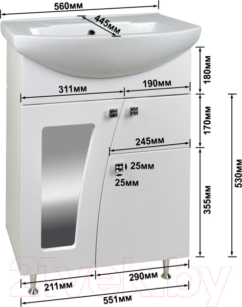 Изображение товара Тумба под умывальник Doratiz Селена 55 / 9912.498 (белый)