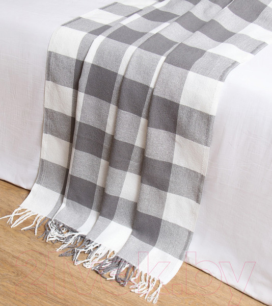 Изображение товара Плед Vladi Пикник 140х200 рап.8 / 9809095 (белый/серый)