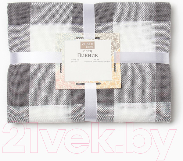 Изображение товара Плед Vladi Пикник 140х200 рап.8 / 9809095 (белый/серый)