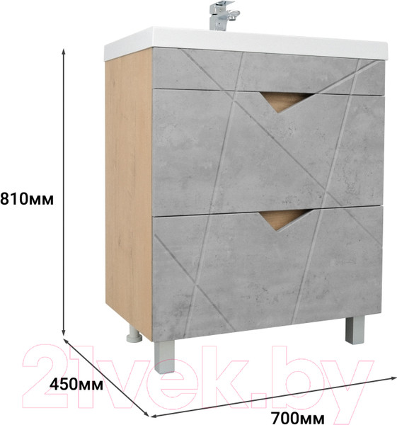 Изображение товара Тумба под умывальник Doratiz Фьорд 70 / 9908.185 (дуб бунратти/цемент)
