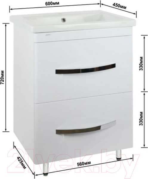 Изображение товара Тумба под умывальник Doratiz Экватор 60 / 9912.809 (белый)