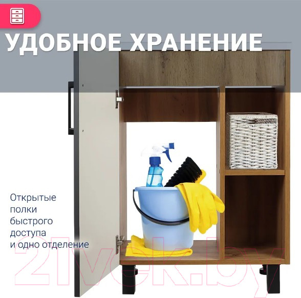 Изображение товара Тумба под умывальник Doratiz Лофт 50 / 9912.017 (графит/ватан)