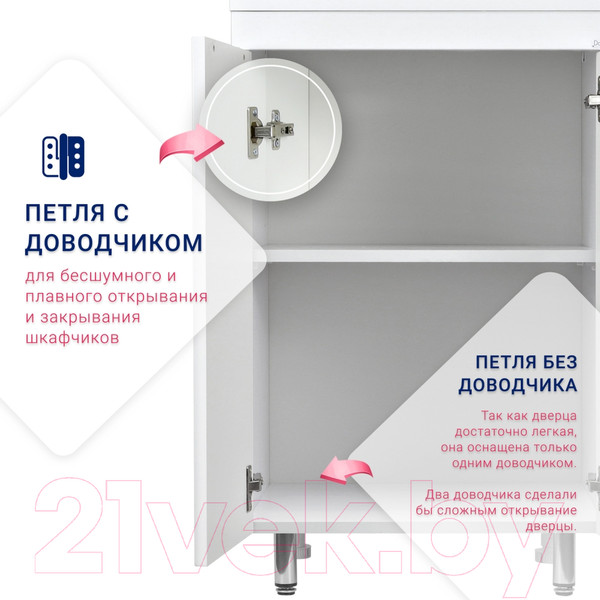 Изображение товара Тумба для ванной Doratiz Афина 50 / 9911.197 (белый)