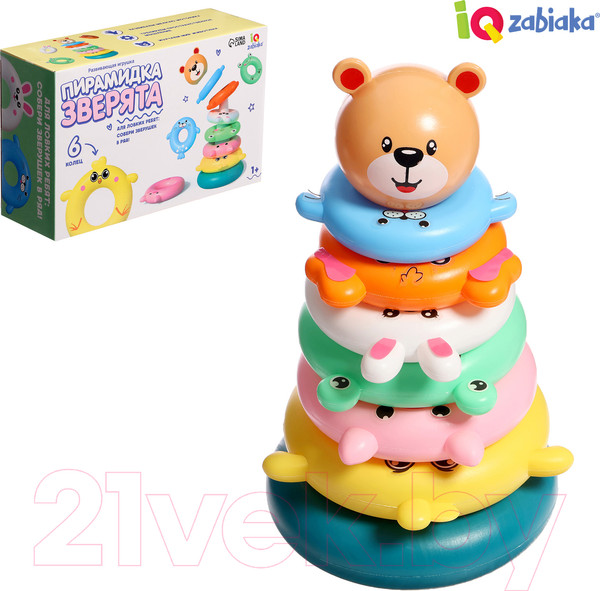 Изображение товара Развивающий игровой набор Zabiaka IQ Пирамидка. Зверята /10095412