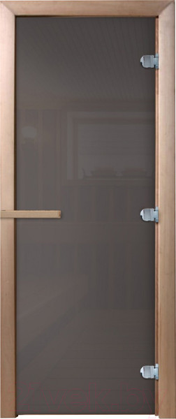 Изображение товара Стеклянная дверь для бани/сауны Doorwood Сумерки 70x170 / DW03543 (графит, коробка хвоя)