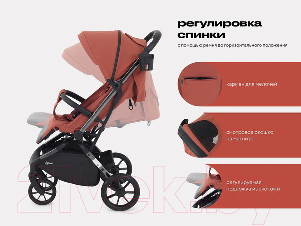 Изображение товара Детская прогулочная коляска Rant Pixel / RA401  (Maroon Brown)