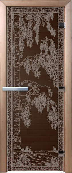 Изображение товара Стеклянная дверь для бани/сауны Doorwood Березка 70x190 / DW03001 (графит, коробка хвоя)
