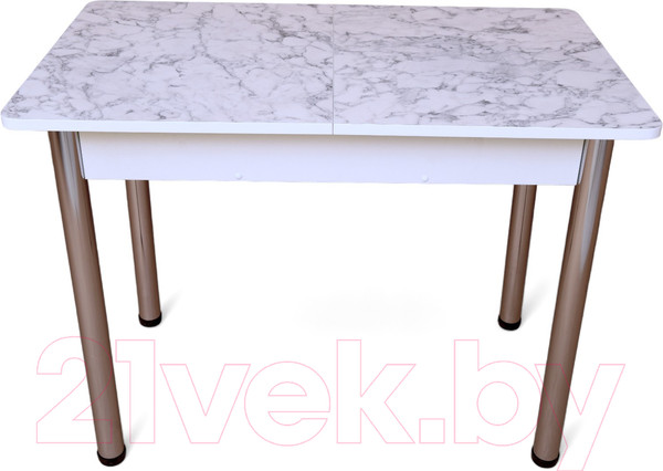 Изображение товара Обеденный стол СВД Юнио 120-150x75 / 056.П15.Х (мрамор каррара/хром)
