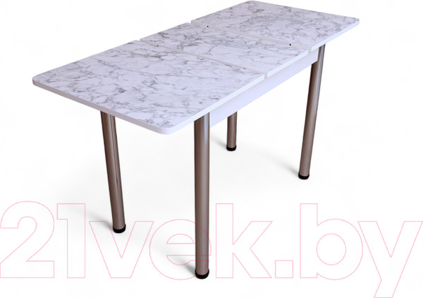 Изображение товара Обеденный стол СВД Юнио 120-150x75 / 056.П15.Х (мрамор каррара/хром)