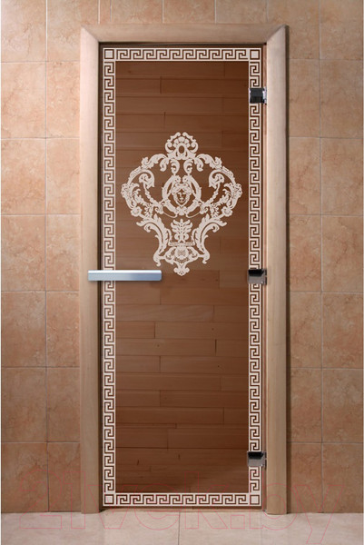 Изображение товара Стеклянная дверь для бани/сауны Doorwood Версаче 70x190 / DW01685 (бронза, коробка хвоя)