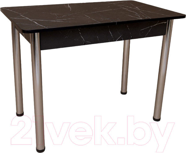 Изображение товара Обеденный стол СВД Юнио 120-150x75 / 056.П20.Х (мрамор неро маркина/хром)