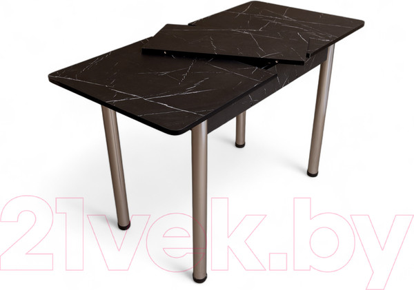 Изображение товара Обеденный стол СВД Юнио 120-150x75 / 056.П20.Х (мрамор неро маркина/хром)