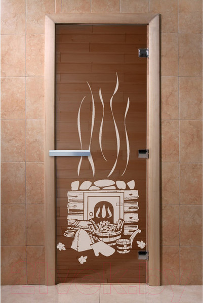 Изображение товара Стеклянная дверь для бани/сауны Doorwood Банька 70x190 / DW01581 (бронза, коробка хвоя)
