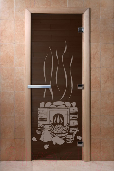 Изображение товара Стеклянная дверь для бани/сауны Doorwood Банька 70x190 / DW02947 (графит, коробка хвоя)
