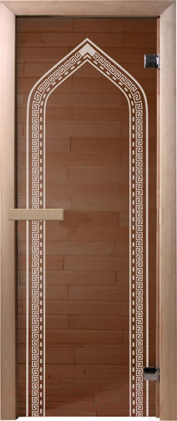 Изображение товара Стеклянная дверь для бани/сауны Doorwood Арка 70x190 / DW01215 (бронза, коробка хвоя)
