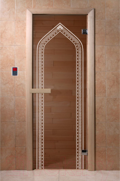 Изображение товара Стеклянная дверь для бани/сауны Doorwood Арка 70x190 / DW01215 (бронза, коробка хвоя)