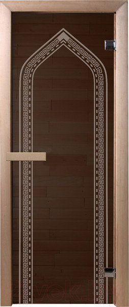 Изображение товара Стеклянная дверь для бани/сауны Doorwood Арка 70x190 / DW03641 (графит, коробка хвоя)