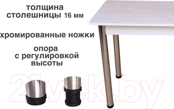 Изображение товара Обеденный стол СВД Юнио 110x70 / 007.П17.Х (ледяное дерево/хром)