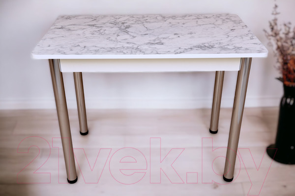 Изображение товара Обеденный стол СВД Юнио 120x75 / 008.П15.Х (мрамор каррара/хром)
