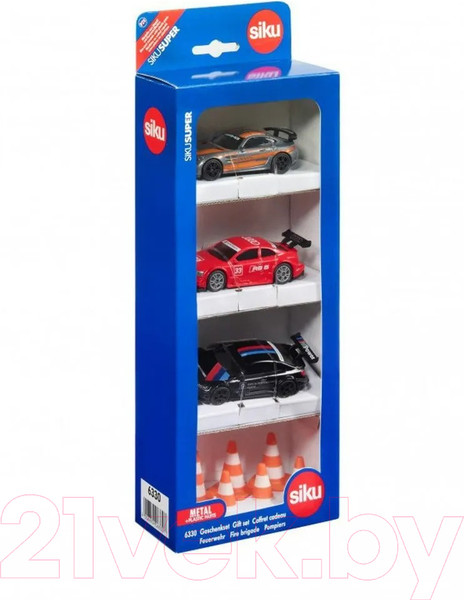 Изображение товара Набор игрушечных автомобилей Siku Гоночные машинки и вешки / 6331