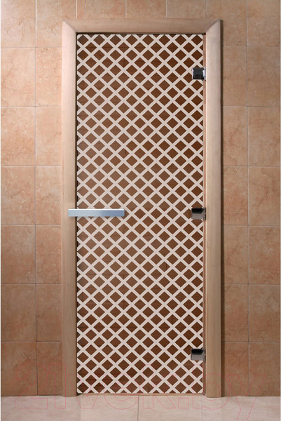 Изображение товара Стеклянная дверь для бани/сауны Doorwood Мираж 70x190 / DW02148 (бронза, коробка хвоя)