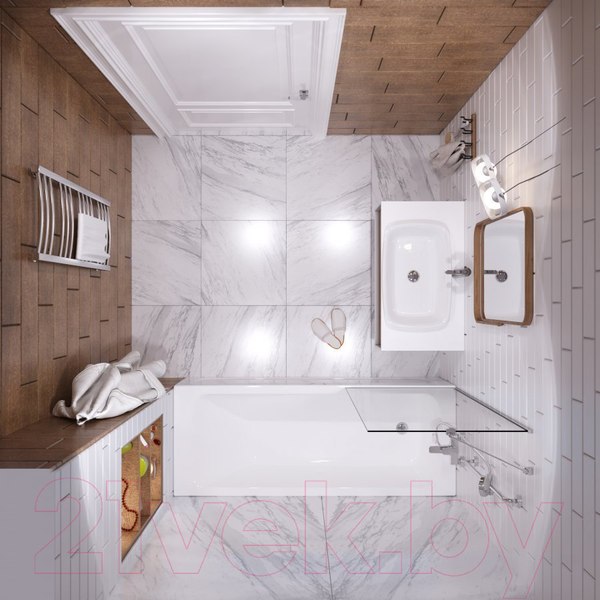 Изображение товара Ванна акриловая 1AcReal Gamma 150x70 (с ножками, сифоном и экраном)