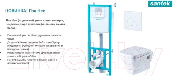 Изображение товара Унитаз подвесной с инсталляцией Santek Нео WH501543