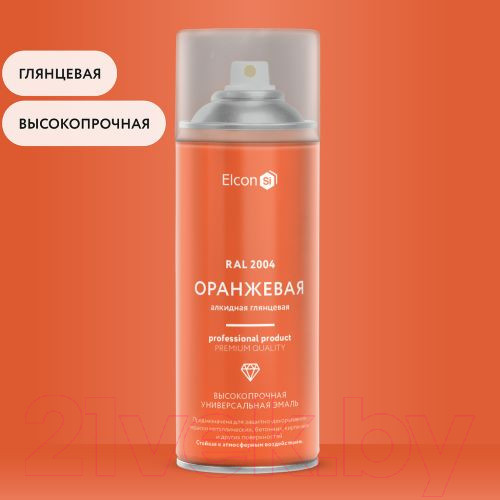 Изображение товара Эмаль Elcon Универсальная алкидная RAL 2004 (520мл, глянцевый оранжевый)