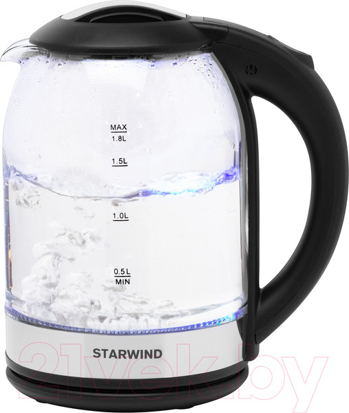 Изображение товара Электрочайник StarWind SKG2051  (черный/серебристый)