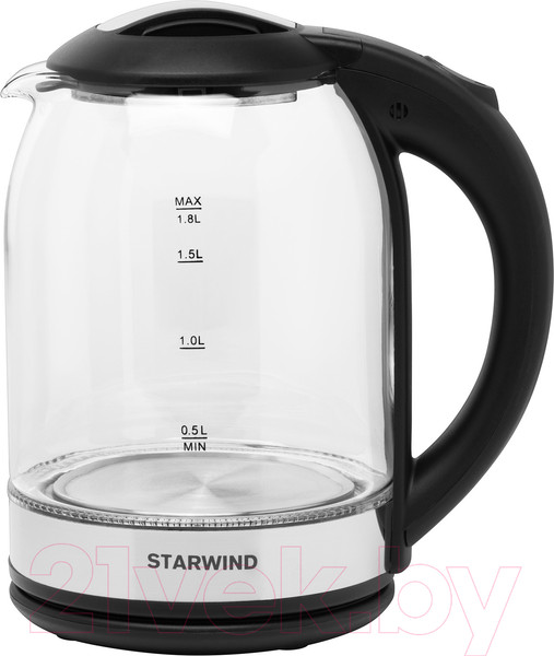 Изображение товара Электрочайник StarWind SKG2051  (черный/серебристый)
