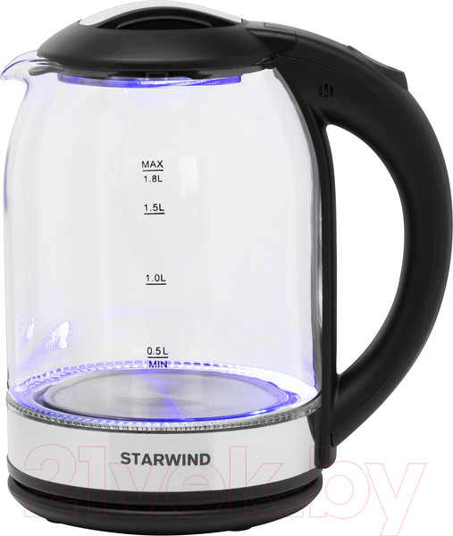 Изображение товара Электрочайник StarWind SKG2051  (черный/серебристый)