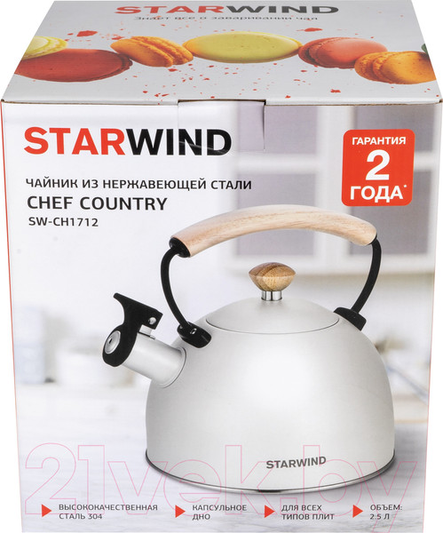 Изображение товара Чайник StarWind Chef Country SW-CH1712 (белый)