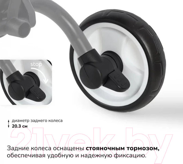 Изображение товара Трехколесный велосипед с ручкой Nuovita Bamzione BE3 (кремовый)