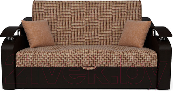Изображение товара Диван Mebel-Ars Шарк №2 (рогожка бежевый/экокожа коричневый)
