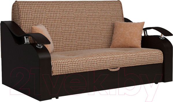 Изображение товара Диван Mebel-Ars Шарк №2 (рогожка бежевый/экокожа коричневый)