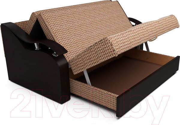 Изображение товара Диван Mebel-Ars Шарк №2 (рогожка бежевый/экокожа коричневый)