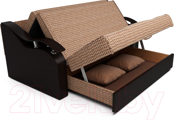 Изображение товара Диван Mebel-Ars Шарк №2 (рогожка бежевый/экокожа коричневый)