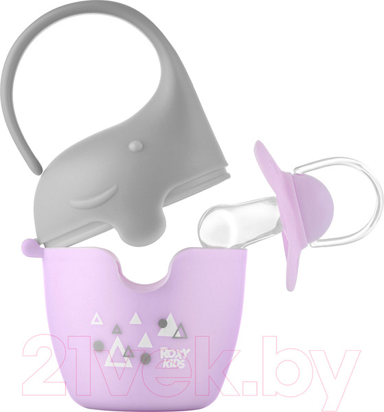 Изображение товара Контейнер для пустышки Roxy-Kids Слоник с пустышкой / REF-002-V (сиреневый)