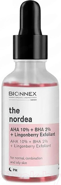 Изображение товара Пилинг для лица Bionnex The Nordea AHA-кислоты 10% + BHA-кислоты 2% + Брусника (30мл)