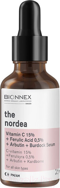 Изображение товара Сыворотка для лица Bionnex The Nordea Витамин С 15%+Феруловая к-та 0.5%+Арбутин+Экст.лопуха (30мл)