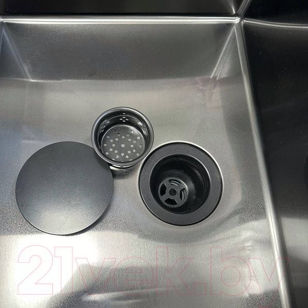 Изображение товара Мойка кухонная Roxen Simple 560220-65B PVD с коландером и дозатором (графит)