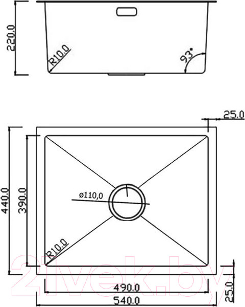 Изображение товара Мойка кухонная Roxen Uno 560210-54B PVD под столешницу с ролл-матом и дозатором (графит)