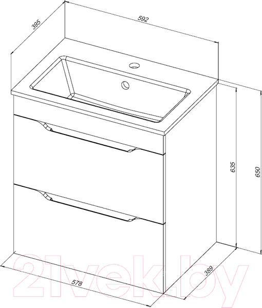Изображение товара Тумба под умывальник Aquanet Практика 60 / 330457 (белый матовый)