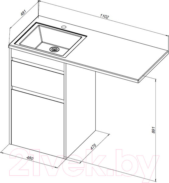 Изображение товара Тумба под умывальник Aquanet Токио 48 / 333647 (дуб веллингтон)