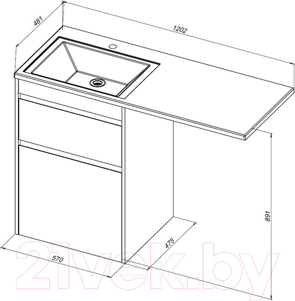 Изображение товара Тумба под умывальник Aquanet Токио 58 / 333648 (дуб веллингтон)