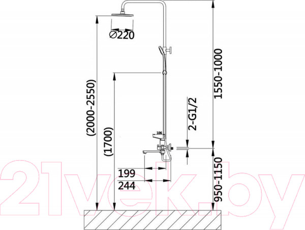 Изображение товара Душевая система со смесителем Wisent W35105
