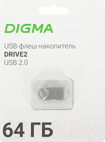 Изображение товара USB flash накопитель Digma 64Gb Drive2 / DGFUM064A20SR (серебристый)